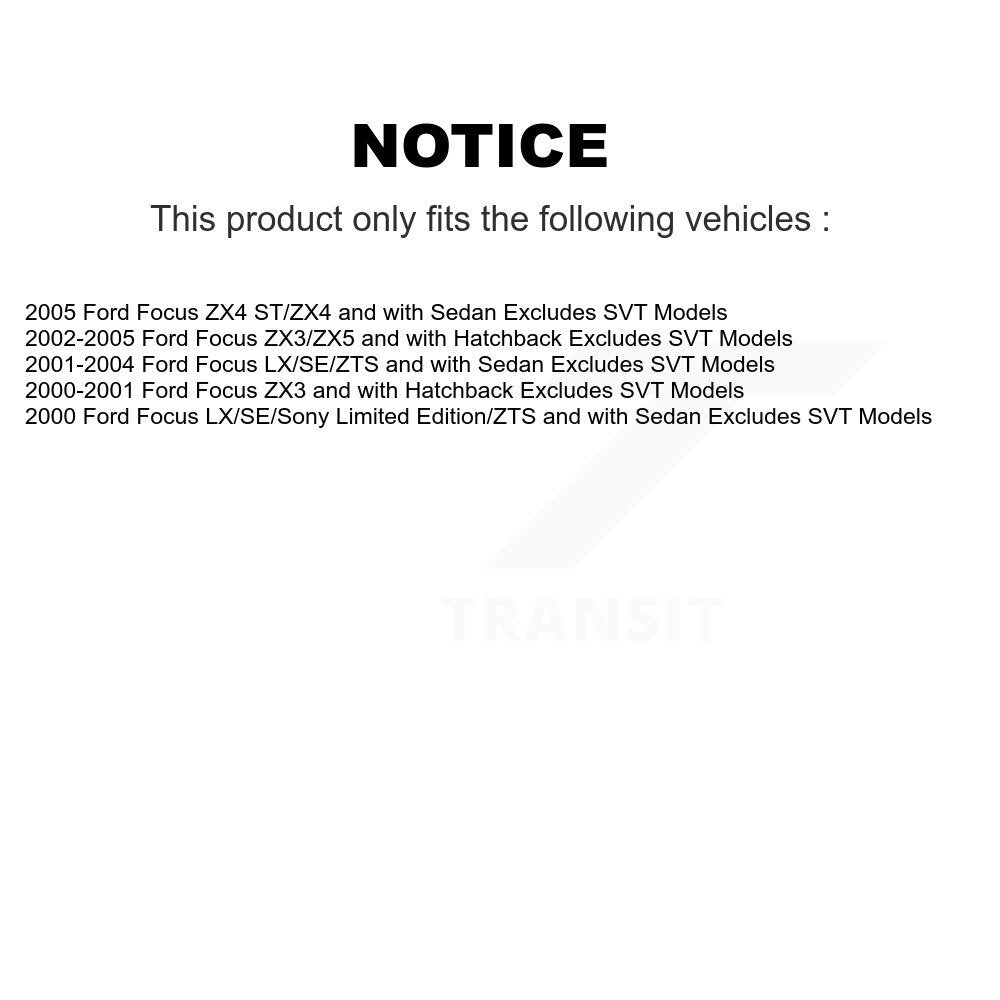 Kit complet de jambe de force et de ressort hélicoïdal avant et arrière pour Ford Focus, exclut le modèle SVT