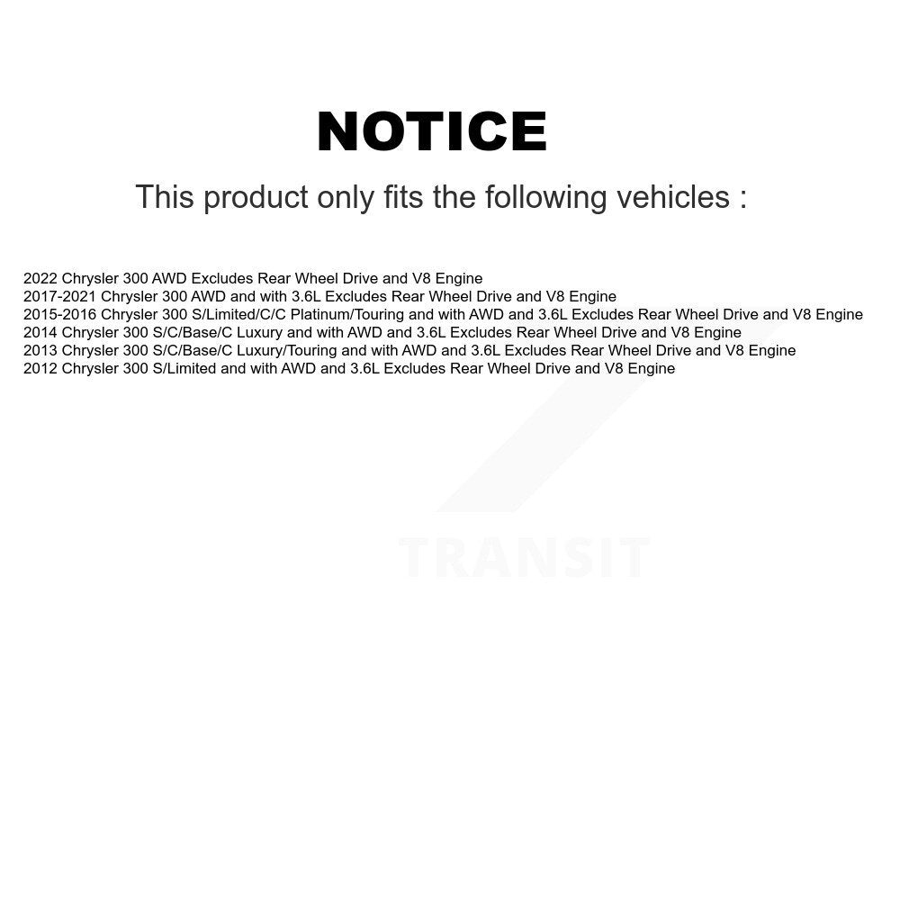 Kit de ressorts de jambe de force avant et arrière, pour Chrysler 300, exclut le moteur V8 à traction