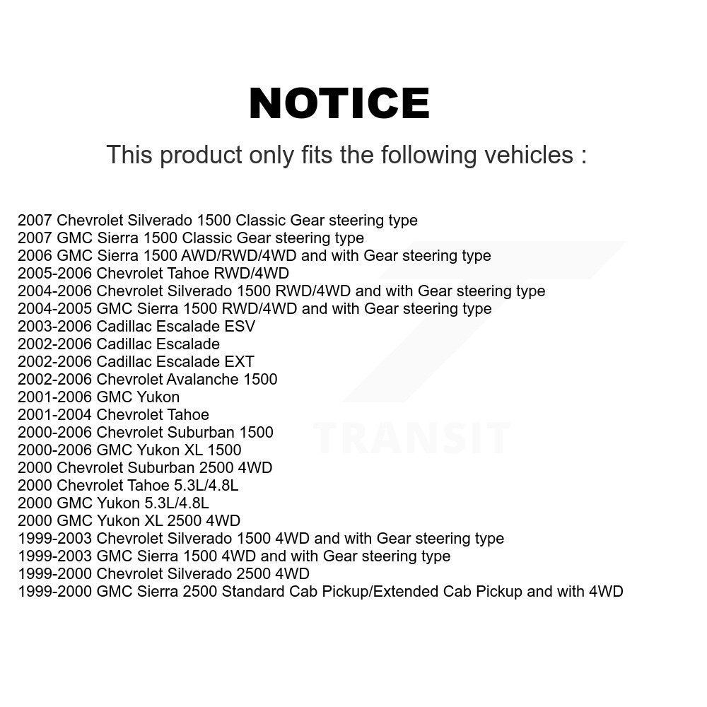 Kit de bottes d'extrémité de biellette de direction avant, pour Chevrolet GMC Silverado 1500 Sierra Avalanche X
