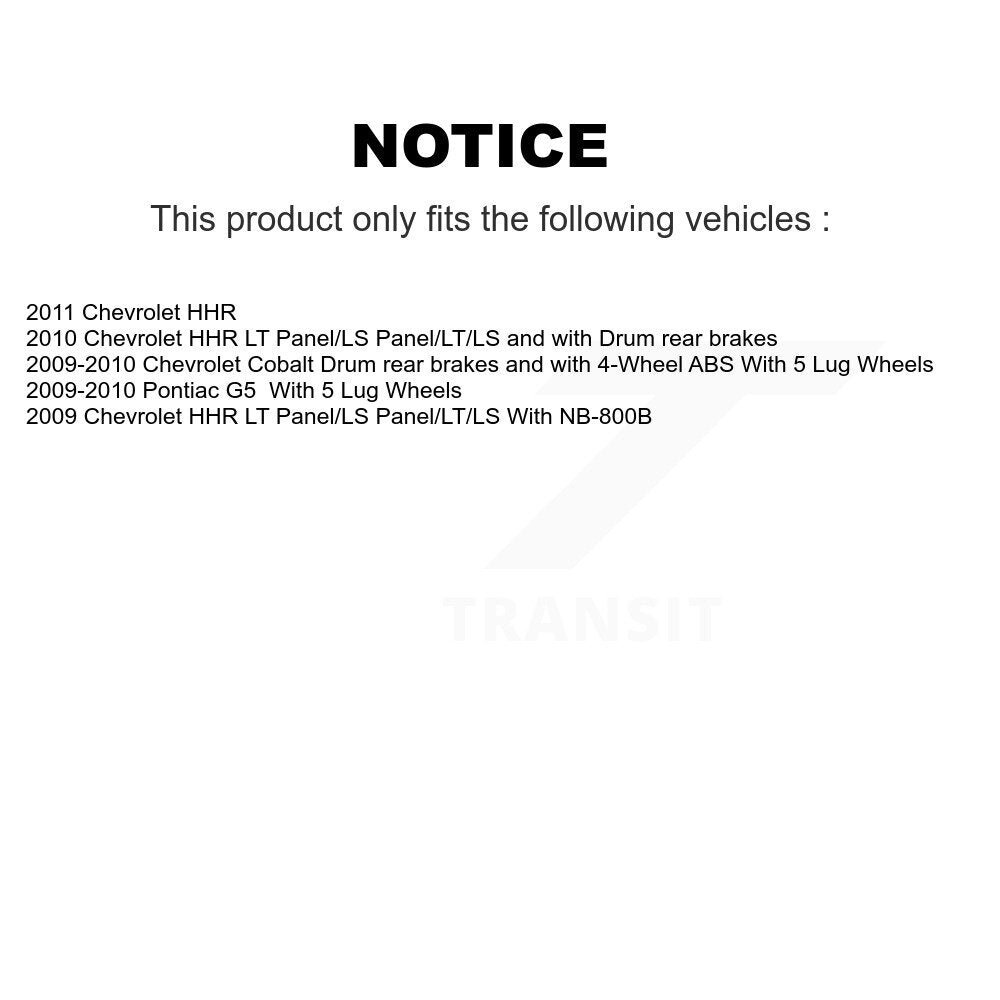 Kit de matériel de tambour de frein arrière et de roulement de moyeu, pour Chevrolet Cobalt Pontiac G5 HH