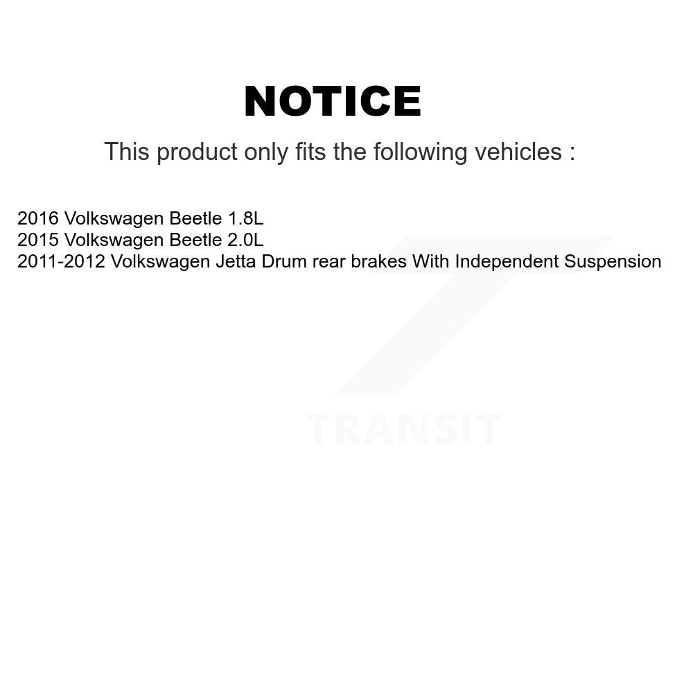 Kit de matériel de tambour de frein arrière et de roulement de moyeu de roue, pour Volkswagen Jetta Beetle