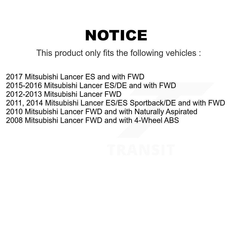 Kit d'assemblage de matériel de tambour de frein arrière et de roulement de moyeu pour Mitsubishi Lancer
