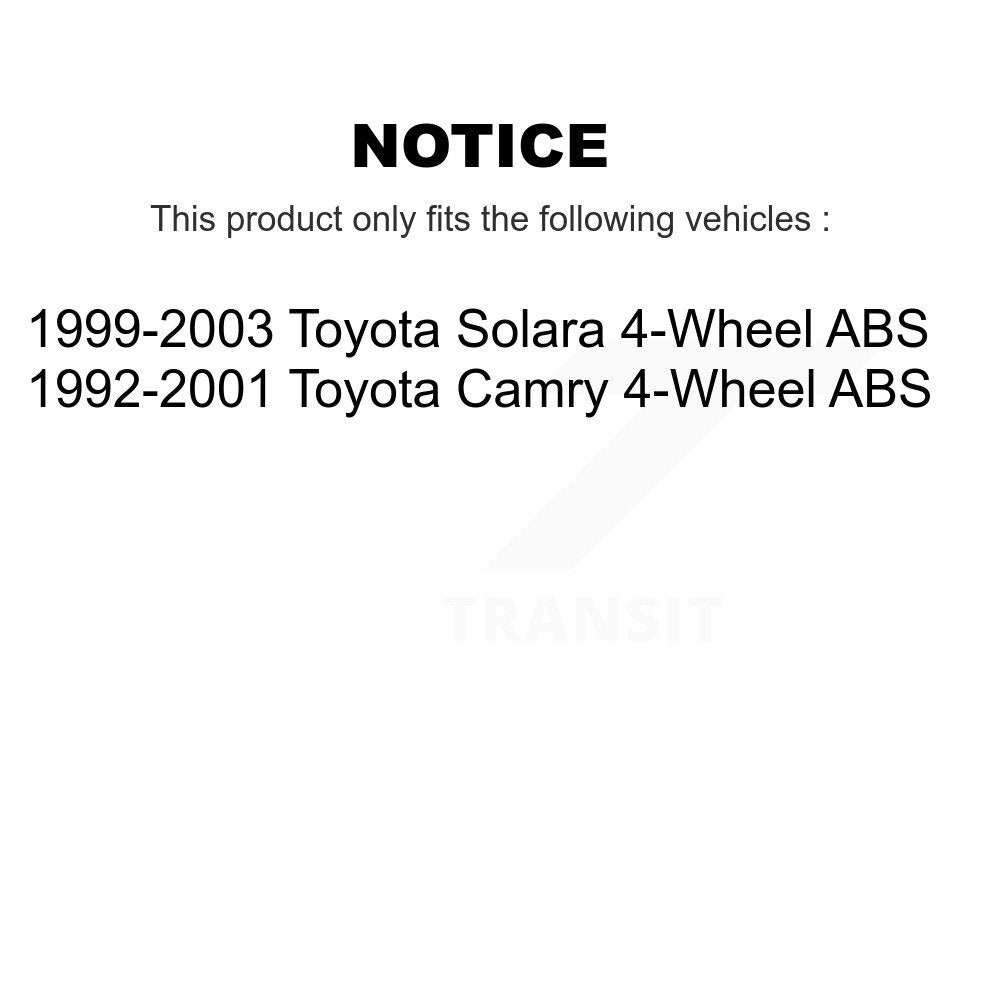 Matériel de tambour de frein arrière et Kit de roulement de moyeu pour Toyota Camry Solara 4 roues AB
