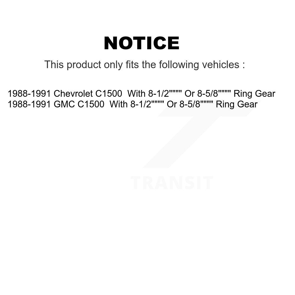 Kit de roulements de frein à tambour arrière et matériel pour Chevrolet GMC C1500 1988-1991