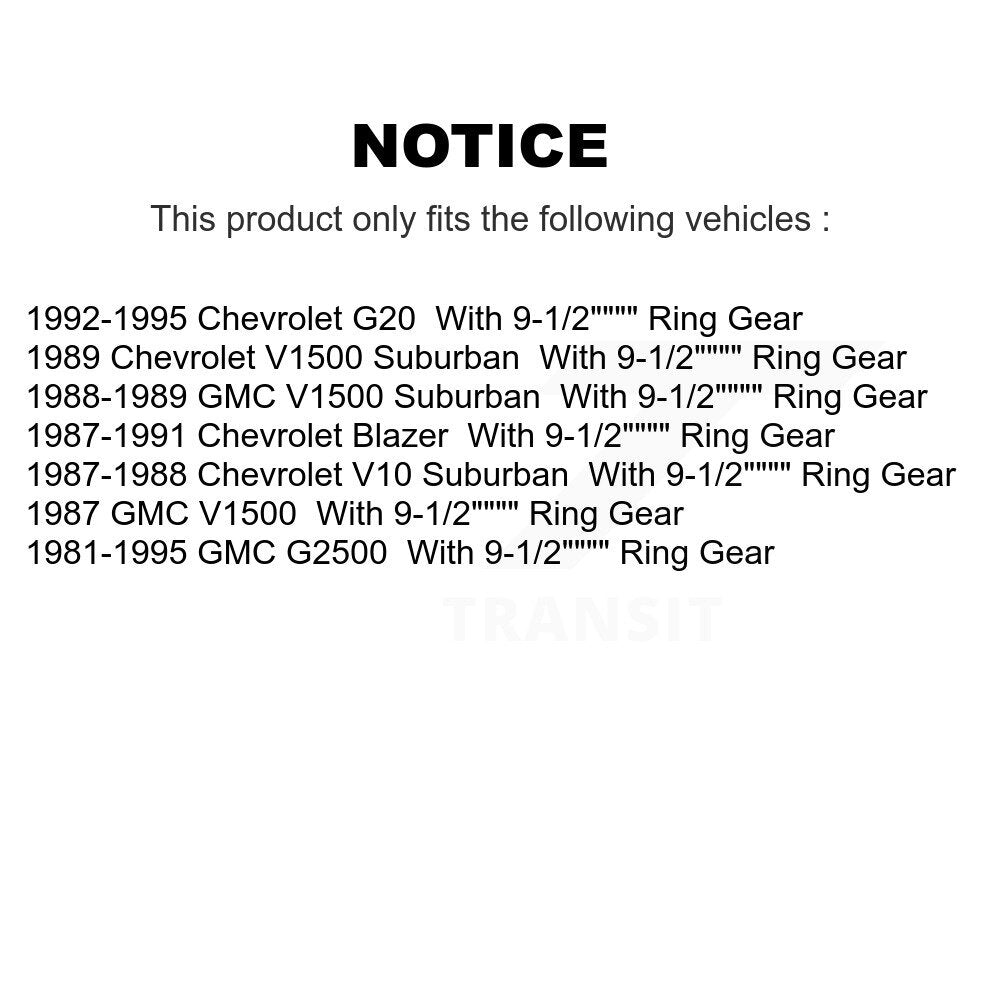 Kit de roulements de frein à tambour arrière et matériel, pour GMC G2500 Chevrolet G20 Blazer