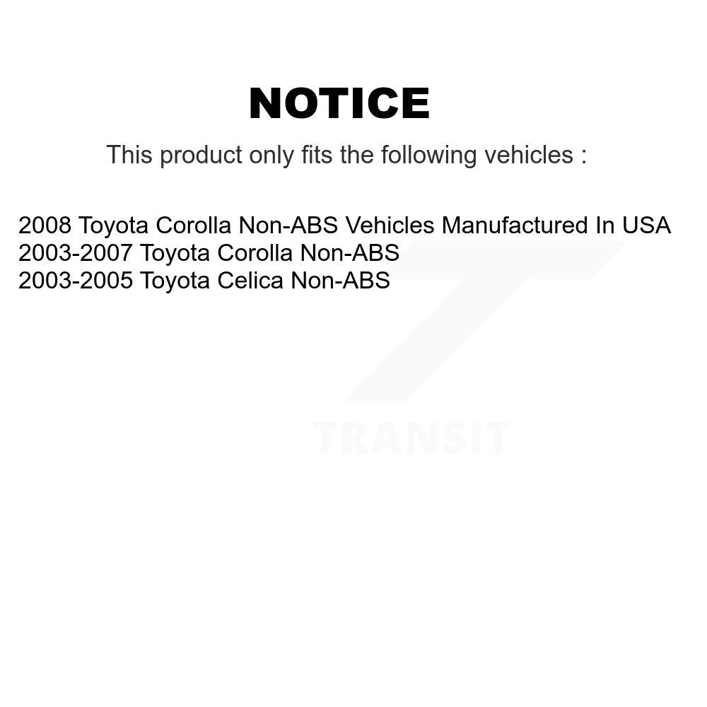 Cylindres de roue arrière et kit de roulement de moyeu pour Toyota Corolla Celica sans ABS