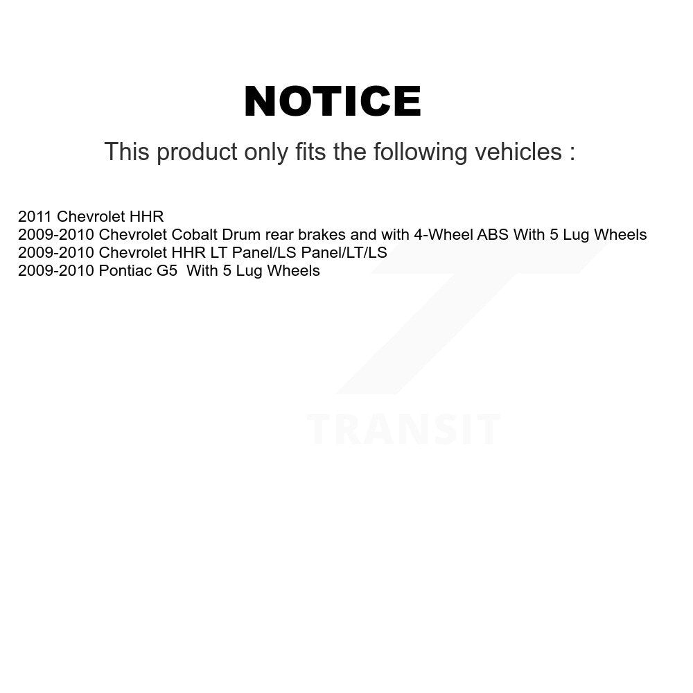Cylindres de roue arrière et kit de roulement de moyeu pour Chevrolet Cobalt Pontiac G5 HHR