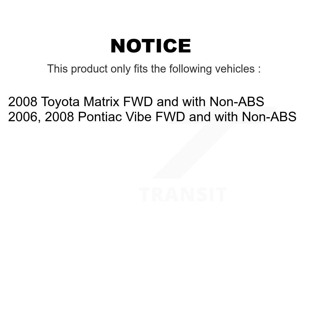 Kit de roulements de moyeu pour cylindres de roue arrière et chaussures de tambour, pour Pontiac Vibe Toyota Matri