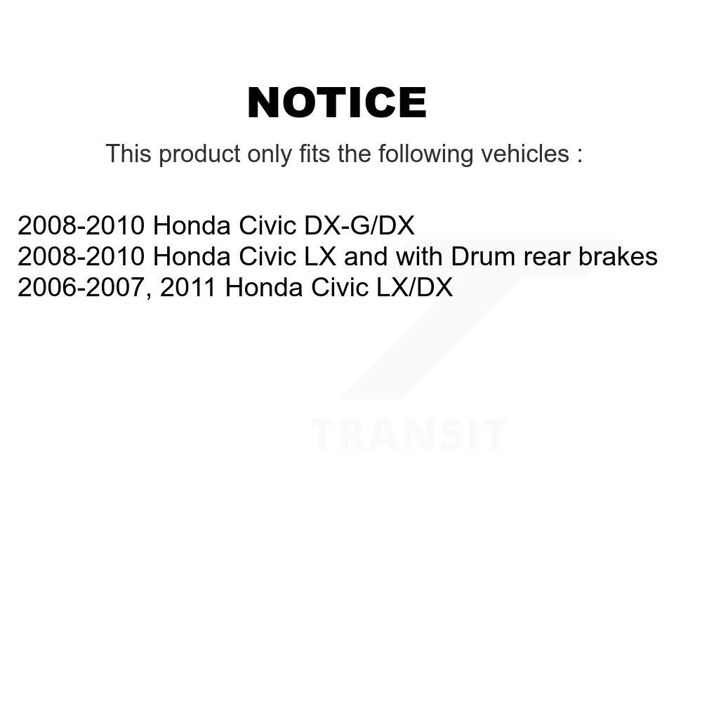 Cylindres de roue arrière et kit d'assemblage de roulement de moyeu de matériel pour Honda Civic