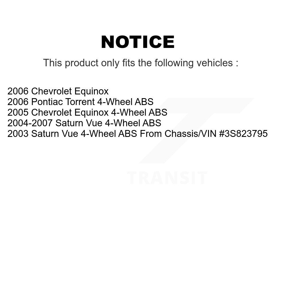 Kit de cylindres de roue arrière et roulement de moyeu pour Chevrolet Equinox Saturn Vue Pontiac