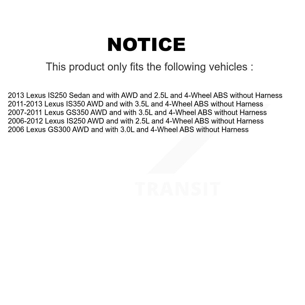 Kit de roulement de moyeu de roue avant gauche et capteur ABS pour Lexus IS250 GS350 IS350 GS300