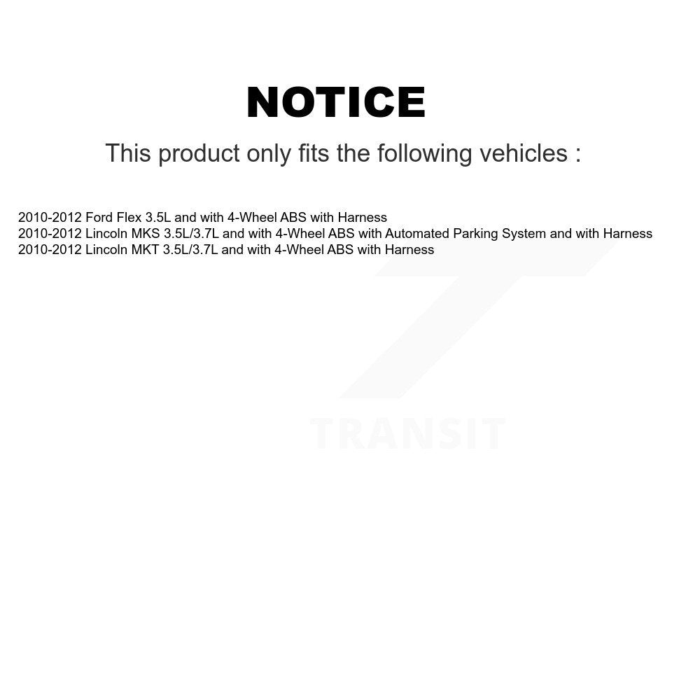 Kit de roulement de moyeu de roue avant et capteur ABS pour Ford Flex Lincoln MKS MK 2010 – 2012