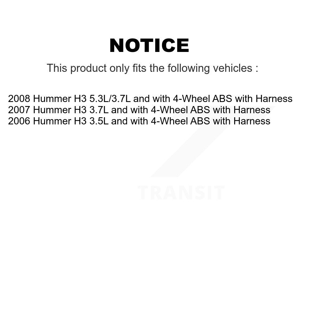 Kit de roulement de moyeu de roue avant et capteur ABS supplémentaire pour Hummer H3 avec harnais