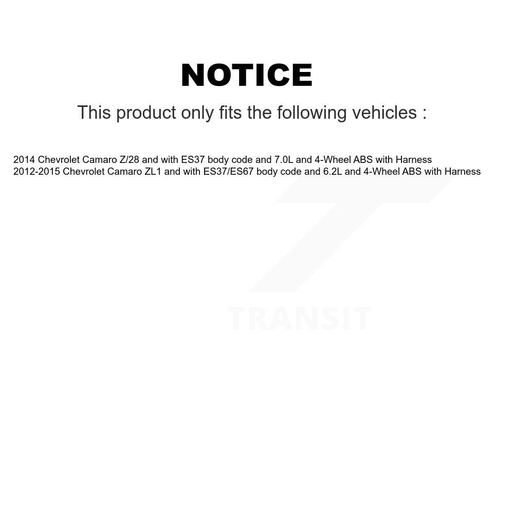 Kit de roulement de moyeu de roue avant et capteur ABS pour Chevrolet Camaro avec harnais