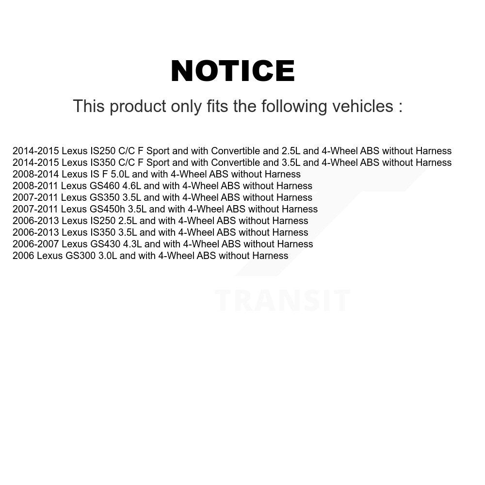Kit de capteur de roulement de moyeu de roue arrière, pour Lexus IS250 IS350 GS350 GS300 IS F GS450h