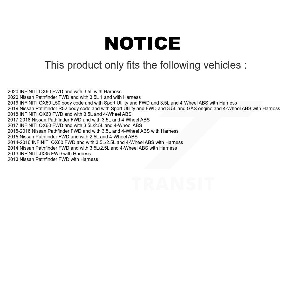 Kit de roulement de moyeu de roue arrière et capteur ABS, pour Nissan Pathfinder INFINITI QX60 JX3