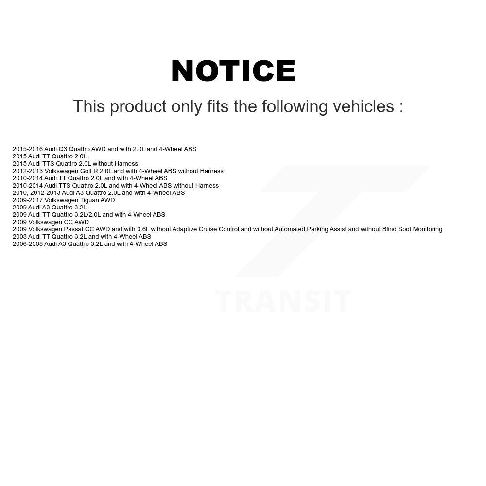 Kit de capteur de roulement de moyeu de roue arrière, pour Volkswagen Tiguan Audi Q3 Quattro TT A3 C