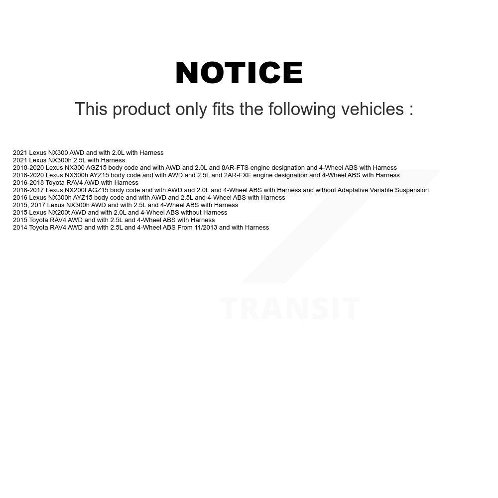 Kit de capteur ABS de roulement de moyeu de roue arrière, pour Toyota RAV4 Lexus NX300 NX200t NX300h