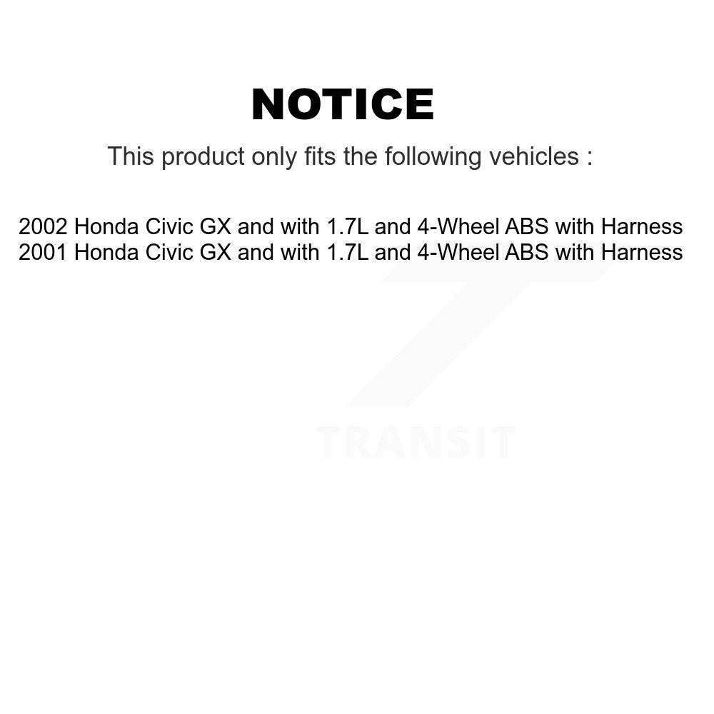 Kit de capteur de roulement de moyeu de roue arrière pour Honda Civic GX 01-02 avec 1,7 l 4 roues AB