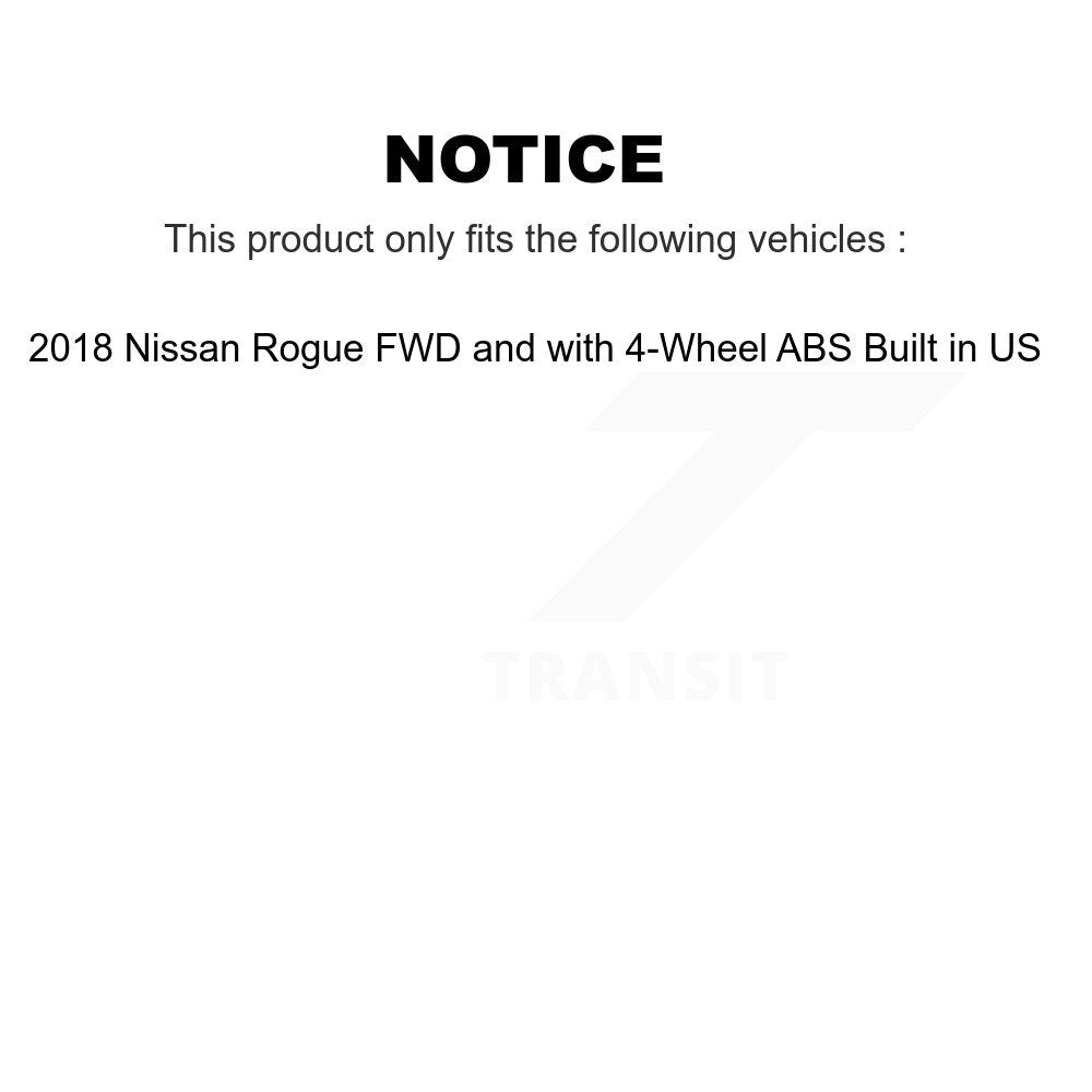 Kit de capteur ABS de roulement de moyeu de roue arrière pour Nissan Rogue FWD 2018 avec 4 roues
