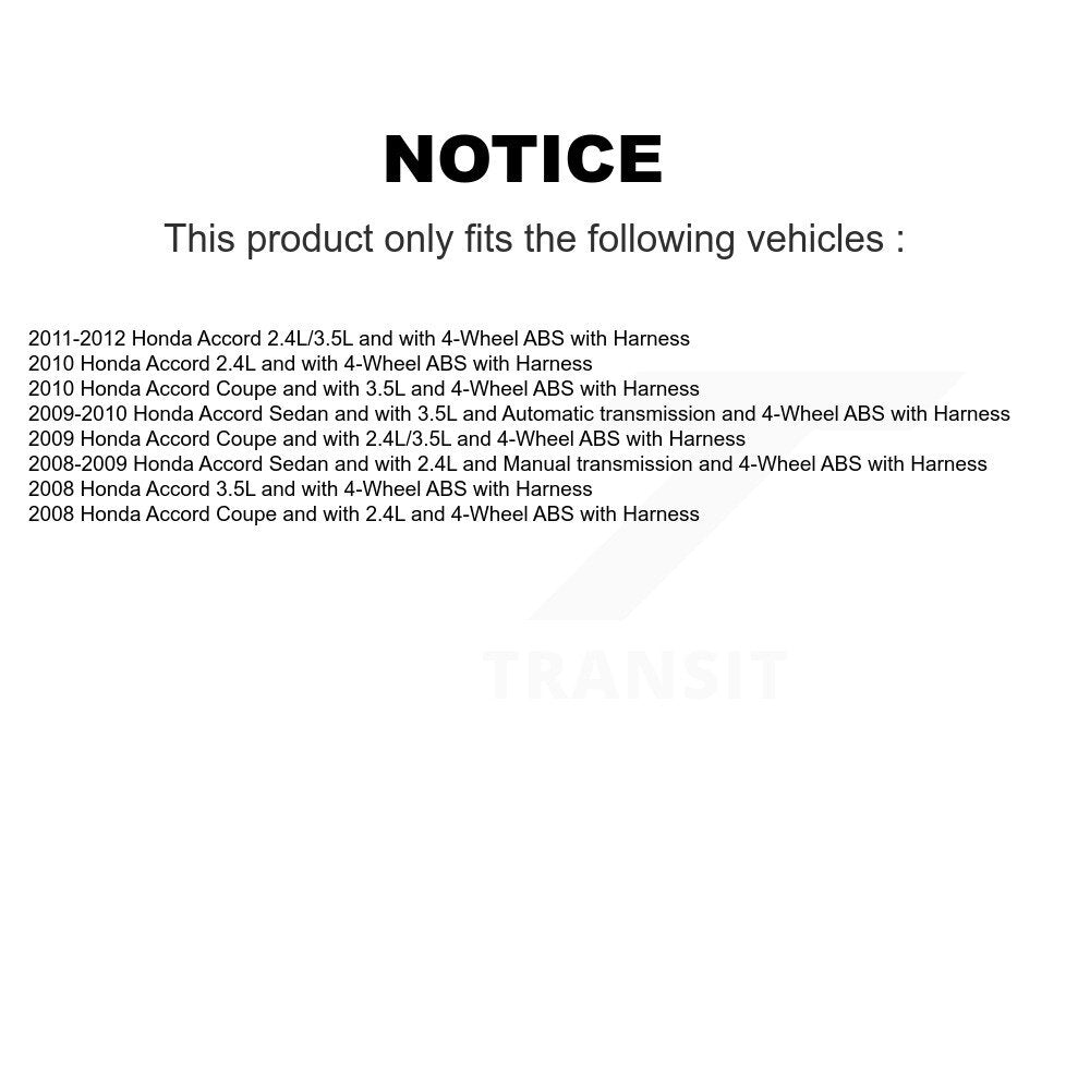 Kit de roulement de moyeu de roue arrière et capteur ABS pour Honda Accord avec harnais