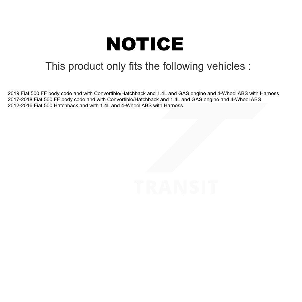 Kit de roulement de moyeu de roue arrière et capteur ABS pour Fiat 500 K7S-101671