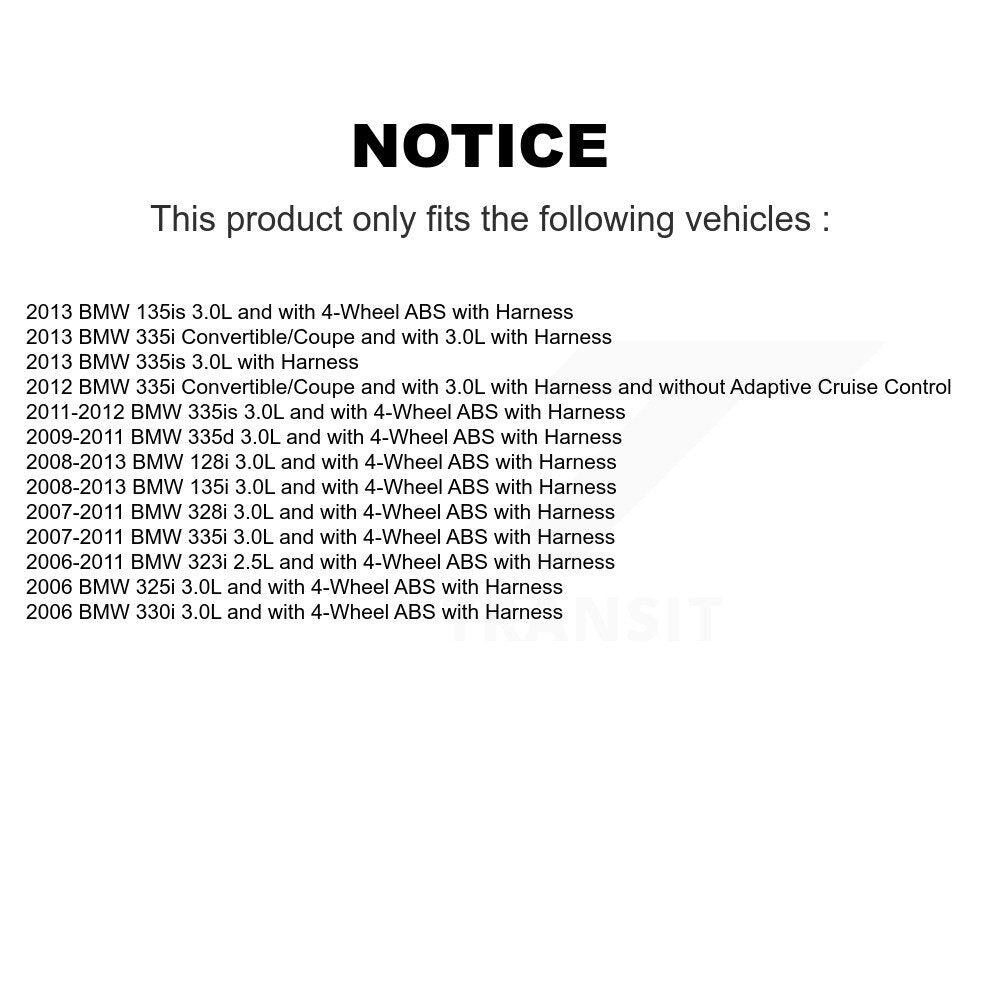 Kit de roulement et capteur de moyeu de roue avant, pour BMW 323i 328i 335i 128i 135i 325i 330i