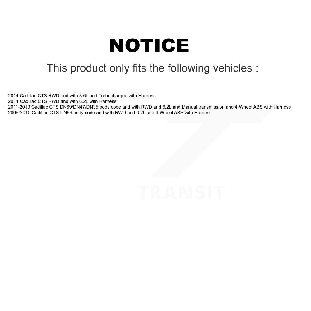 Kit de roulement de moyeu de roue avant et capteur ABS pour Cadillac CTS avec harnais