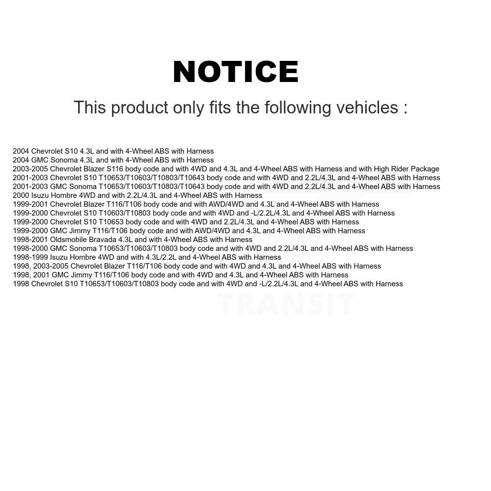 Kit de capteurs ABS supplémentaires, roulement de moyeu de roue avant, pour Chevrolet GMC Blazer S10 Sonom