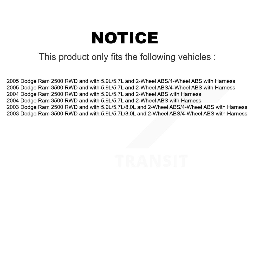 Kit de roulement de moyeu de roue avant et capteur supplémentaire pour Dodge Ram 2500 3500 avec harnais