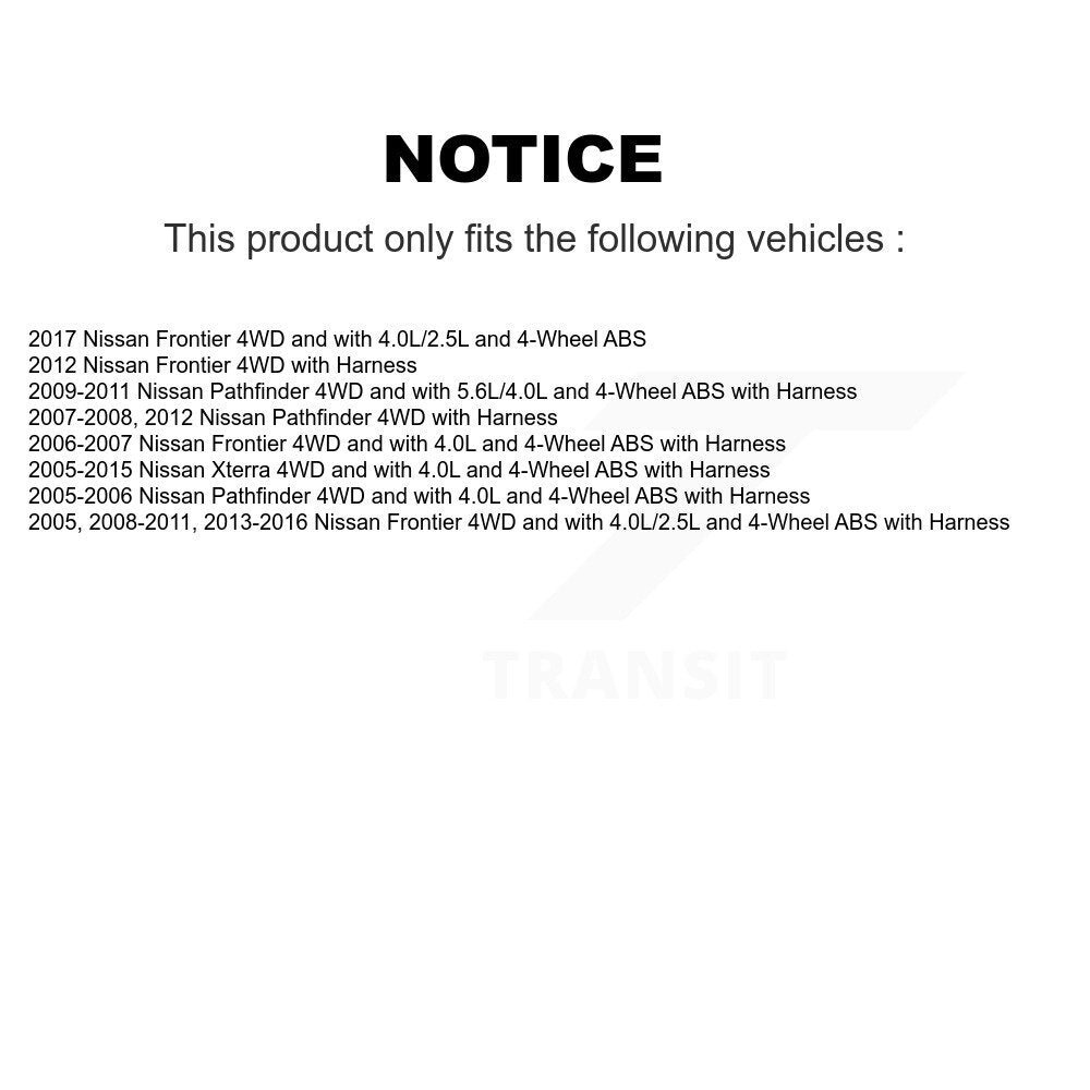 Kit de roulement de moyeu de roue avant et capteur supplémentaire pour Nissan Frontier Pathfinder Xterr