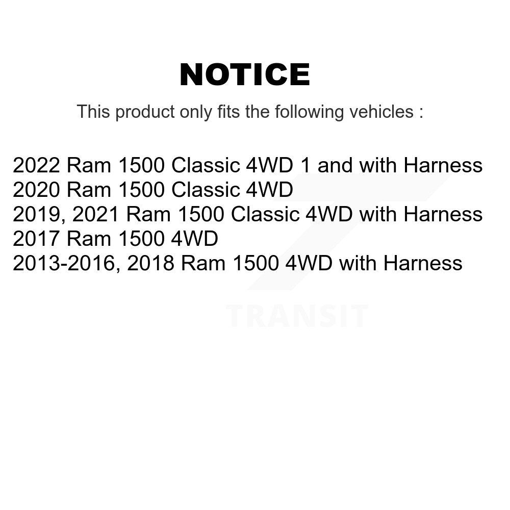 Kit de roulement de moyeu de roue avant et capteur ABS supplémentaire pour Ram 1500 Classic 4WD