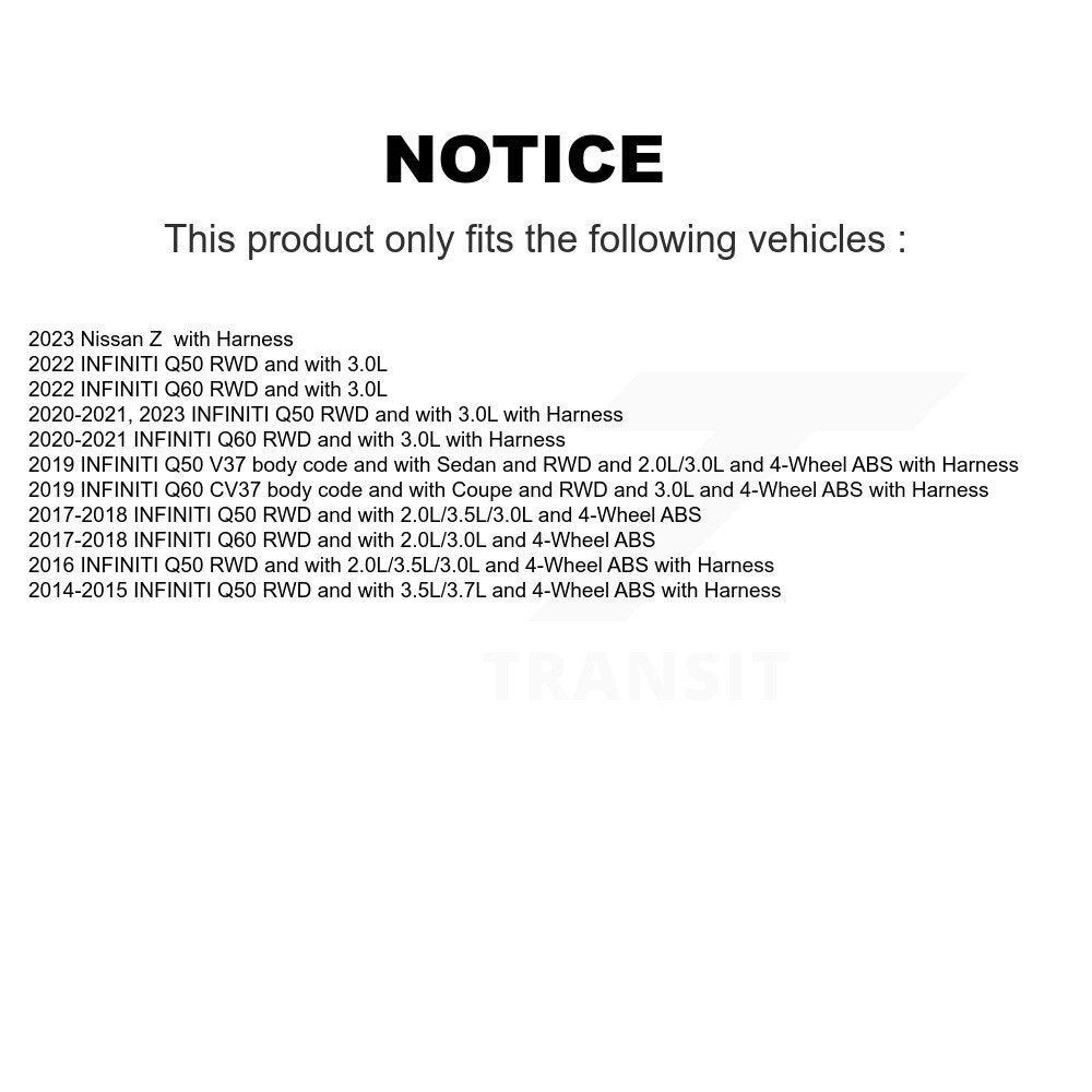 Kit de roulement de moyeu de roue avant et capteur ABS pour INFINITI Q50 Q60 Nissan Z