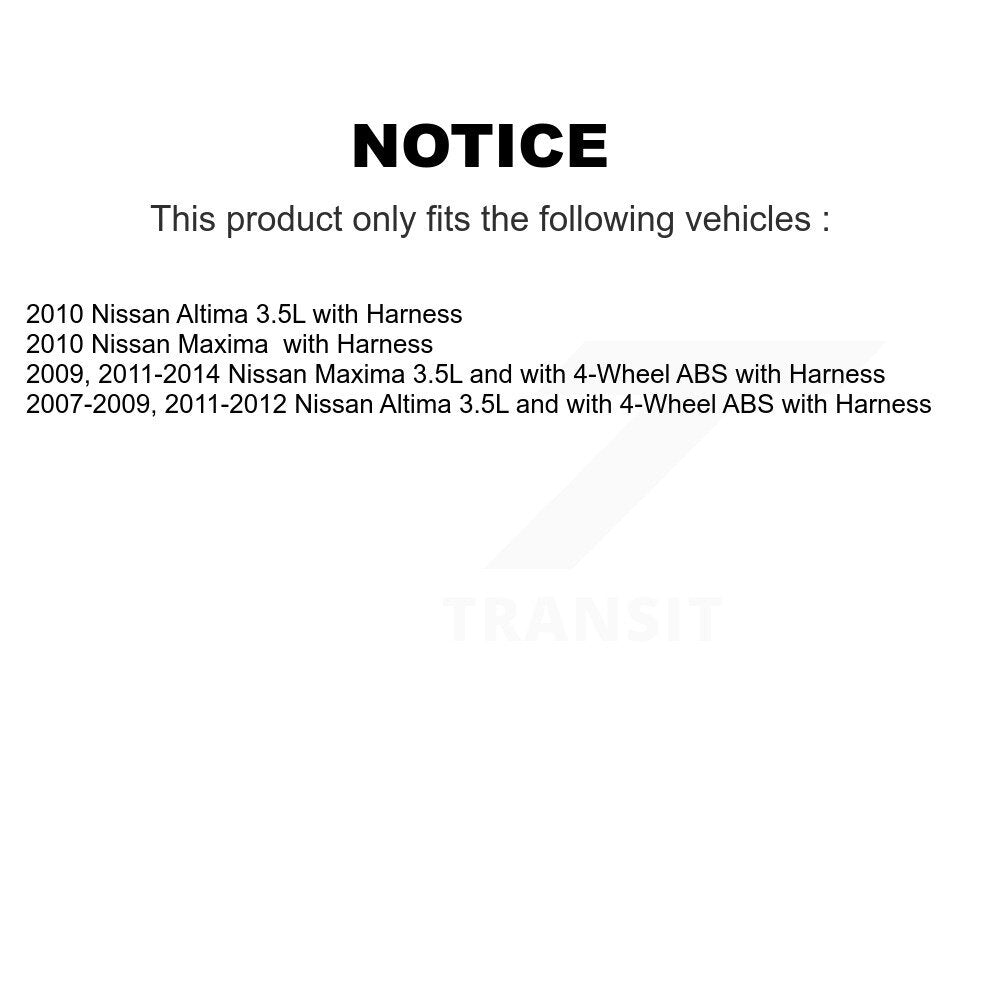 Kit de roulement de moyeu de roue avant et capteur ABS pour Nissan Altima Maxima avec harnais