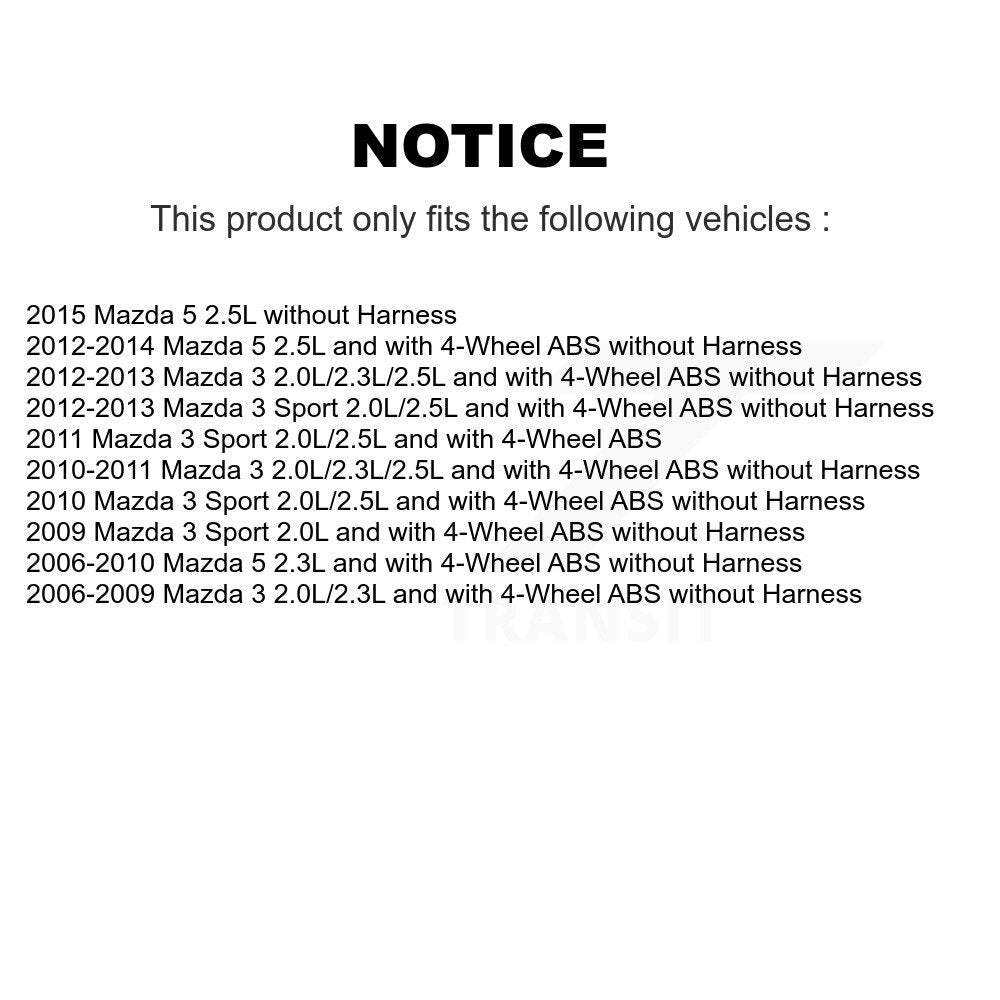 Kit de roulement de roue avant et capteur ABS pour Mazda 3 5 Sport K7S-102050