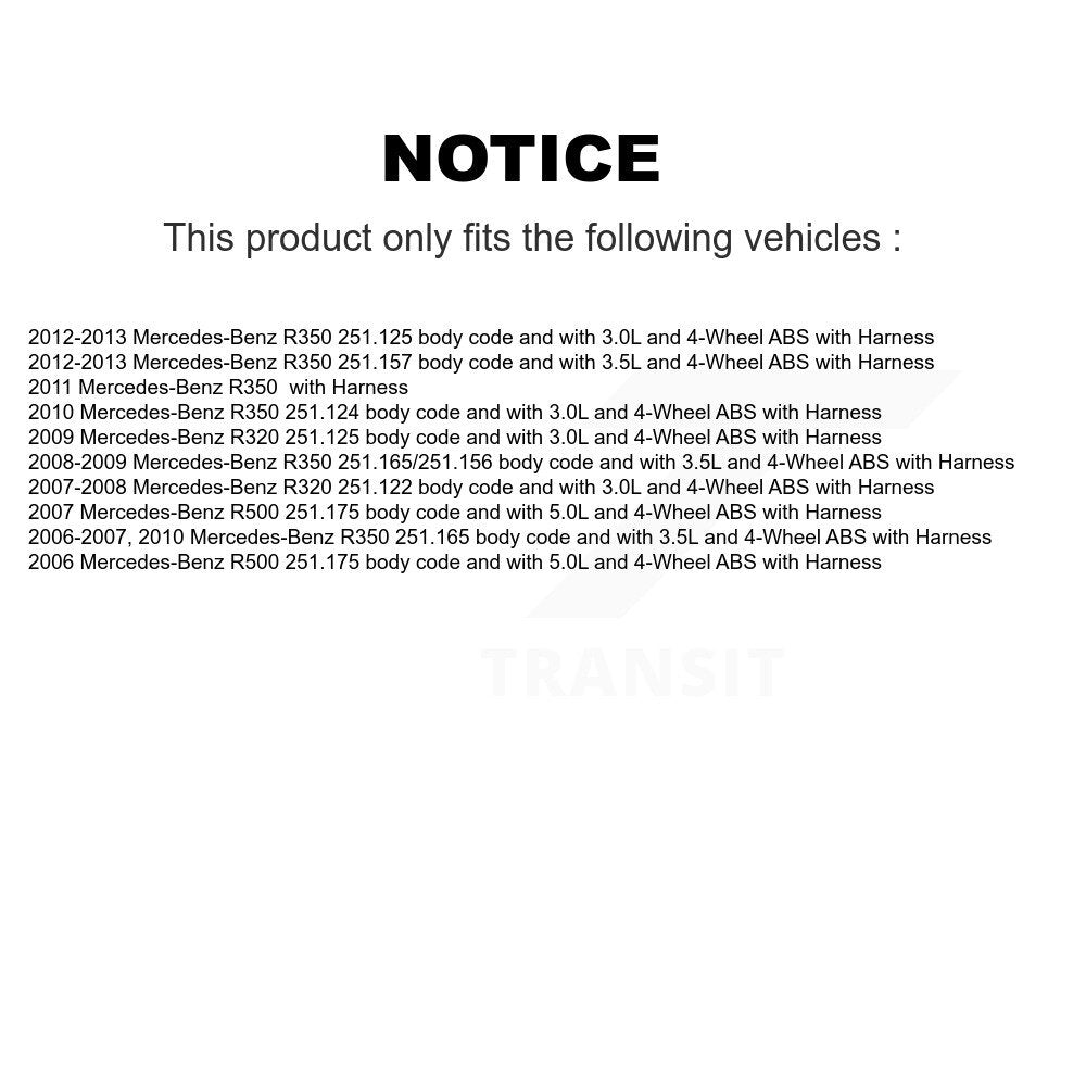 Kit de capteurs ABS de roulement de roue avant, pour Mercedes-Benz R350 R320 R500 avec Harnes