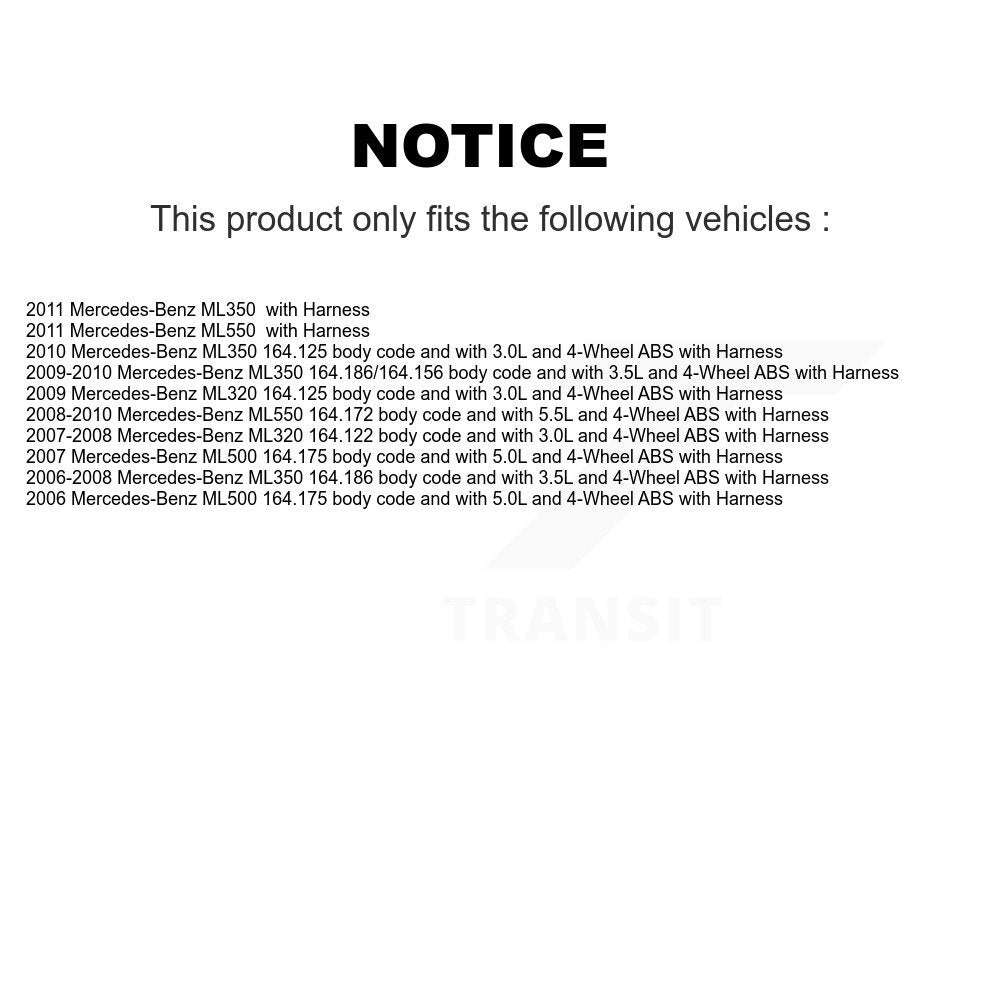 Kit de roulement de roue avant et capteur ABS pour Mercedes-Benz ML350 ML320 ML550 ML50