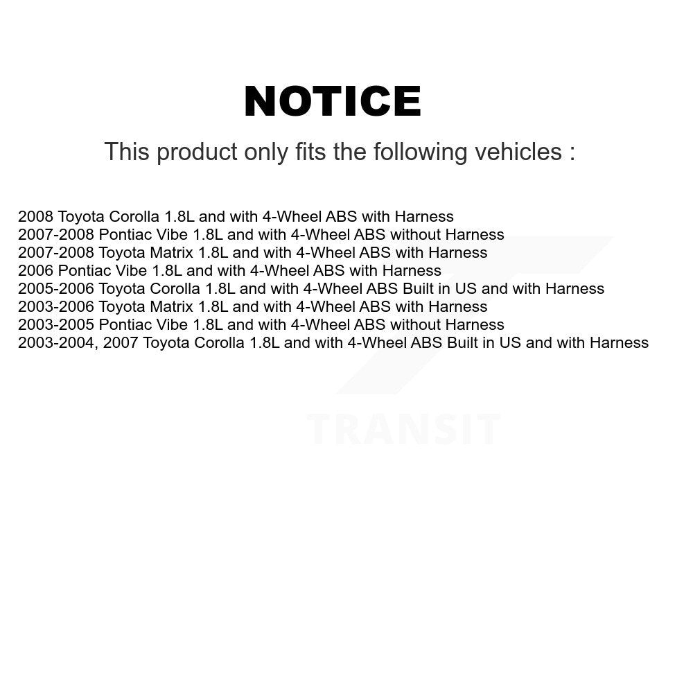 Kit de roulement de roue avant et capteur ABS, pour Toyota Corolla Matrix Pontiac Vibe