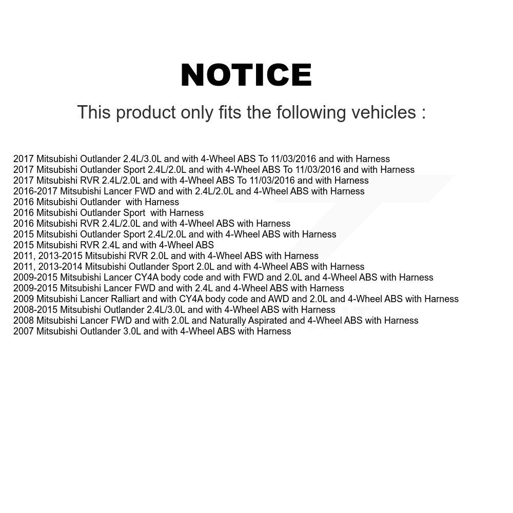 Kit de roulement de roue avant et capteur ABS pour Mitsubishi Lancer Outlander RVR Spor
