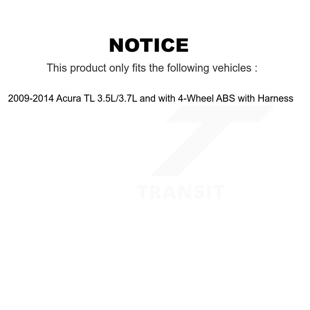 Kit de capteur de roulement de roue avant pour Acura TL 2009-2014 3,5L/3,7L avec 4 roues AB