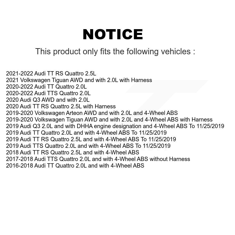 Kit de roulements et capteurs de moyeu de roue avant et arrière (8 pièces) pour Volkswagen Tiguan Audi Q3 T