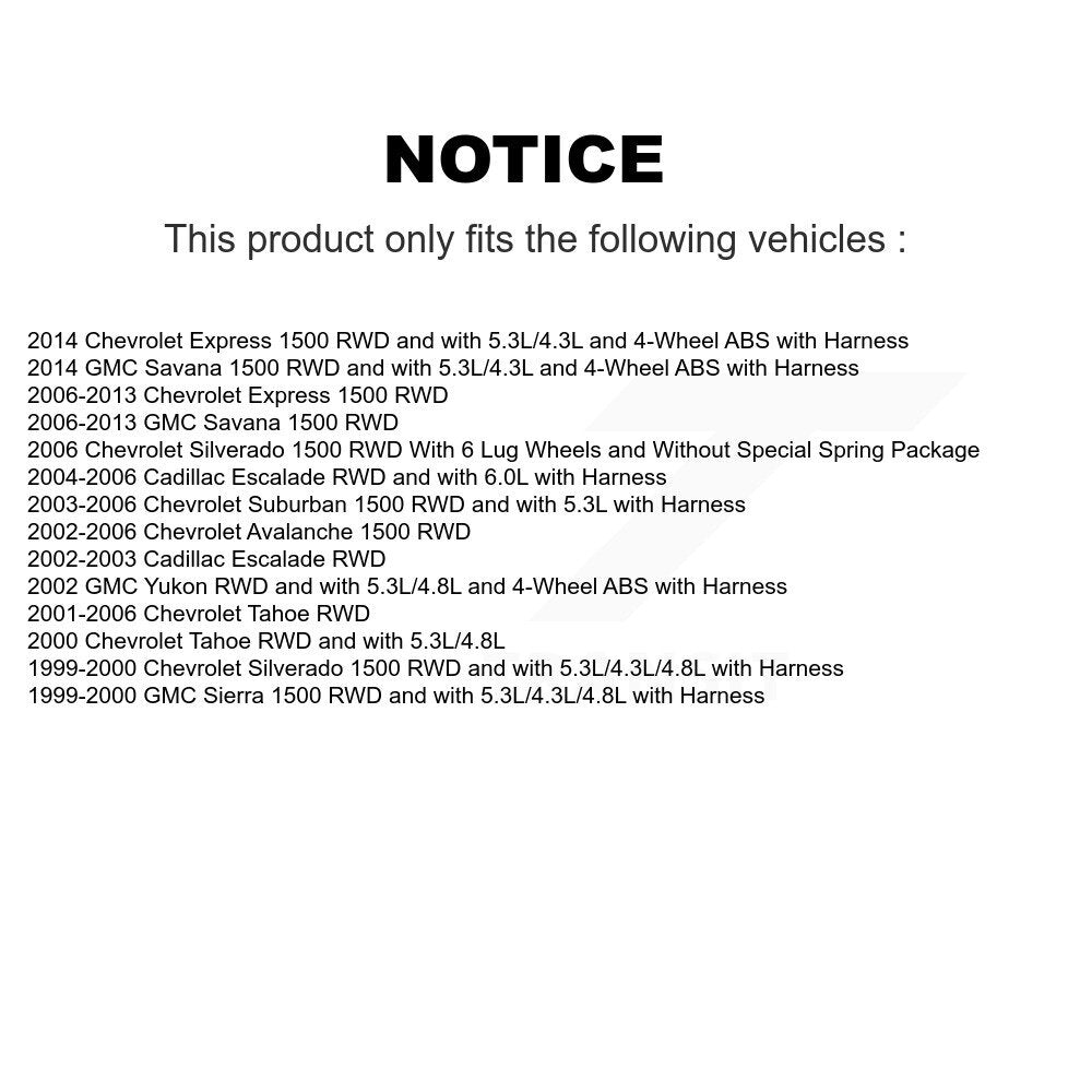 Kit de capteur supplémentaire de roulement de moyeu de roue avant, pour Chevrolet Silverado 1500 GMC Sierr