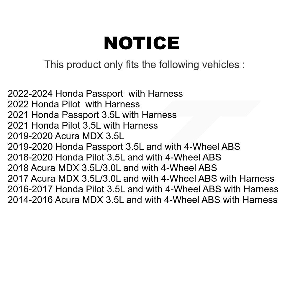 Kit de roulement de roue avant et capteur ABS pour Honda Pilot Acura MDX passeport