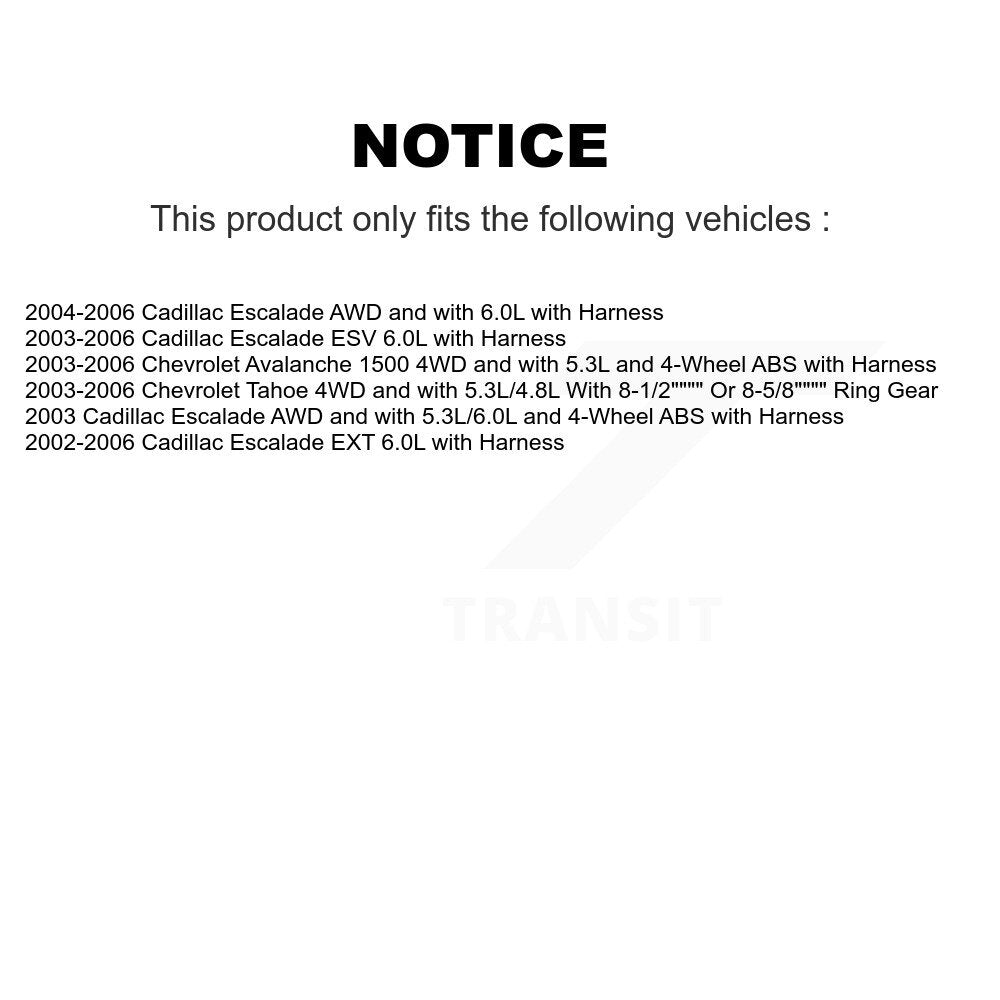 Kit de capteurs supplémentaires de roulement de roue avant et arrière, pour Chevrolet Avalanche 1500 Cadillac