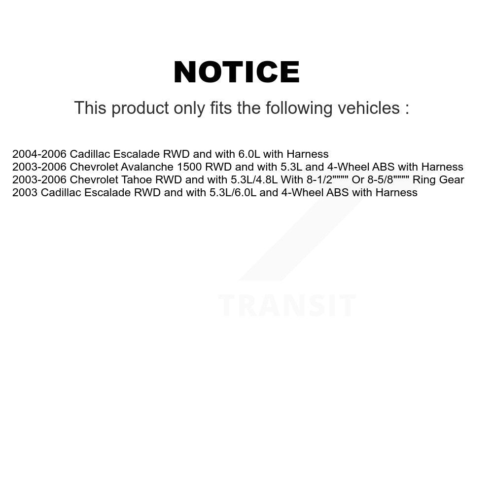 Kit de capteurs ABS supplémentaires pour roulement de roue avant et arrière, pour Chevrolet Avalanche 1500 Taho