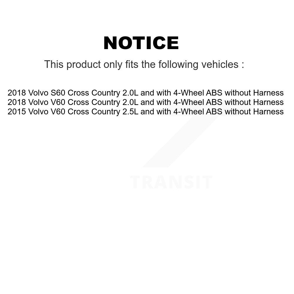 Kit de roulement de moyeu de roue arrière et capteur ABS pour Volvo V60 Cross Country S60