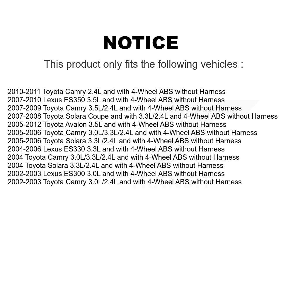 Kit de capteur ABS supplémentaire, roulement de moyeu de roue arrière, pour Toyota Camry Lexus ES350 Solara