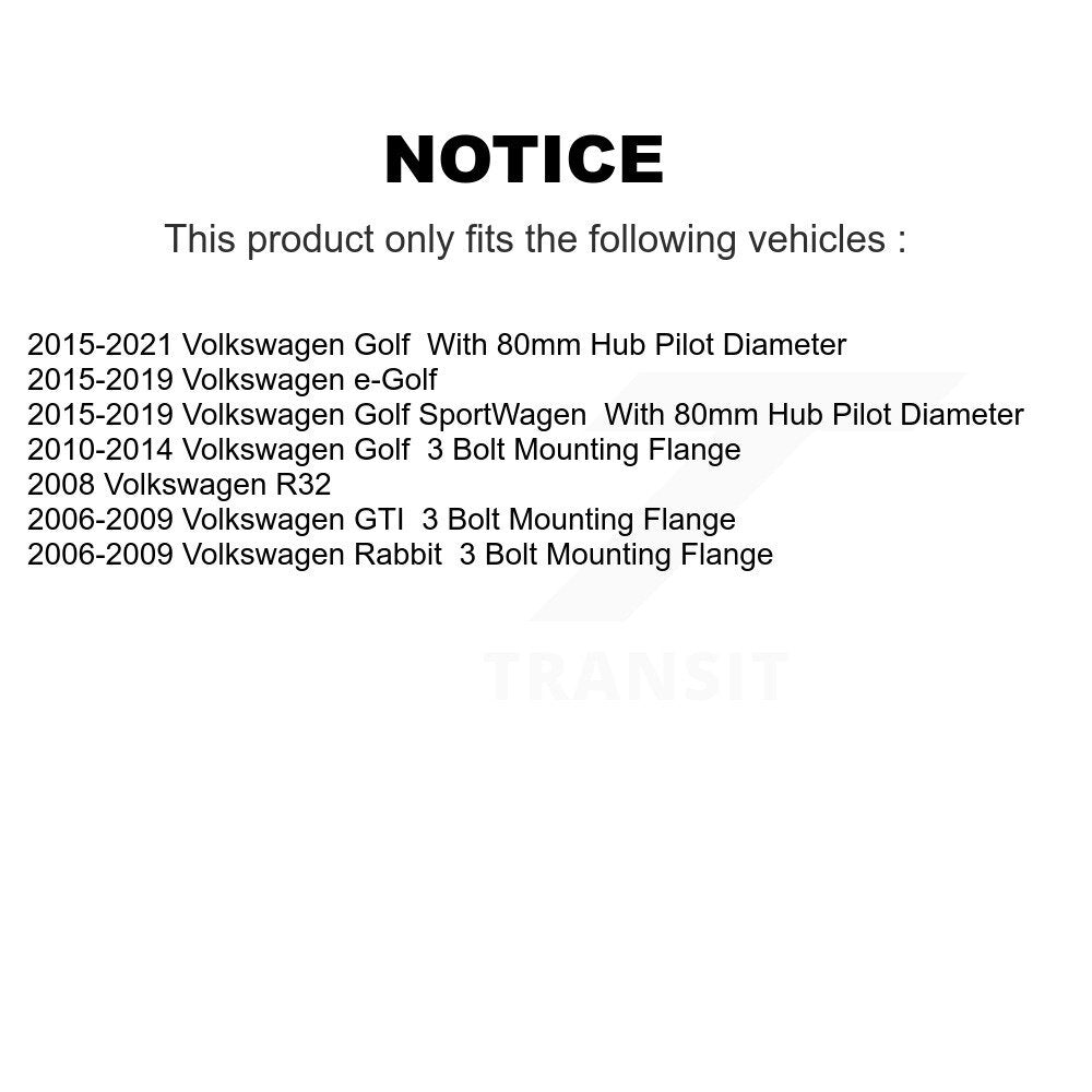 Kit de roulement de roue avant et d'extrémité de biellette de direction, pour Volkswagen Golf SportWagen Rabbit GTI