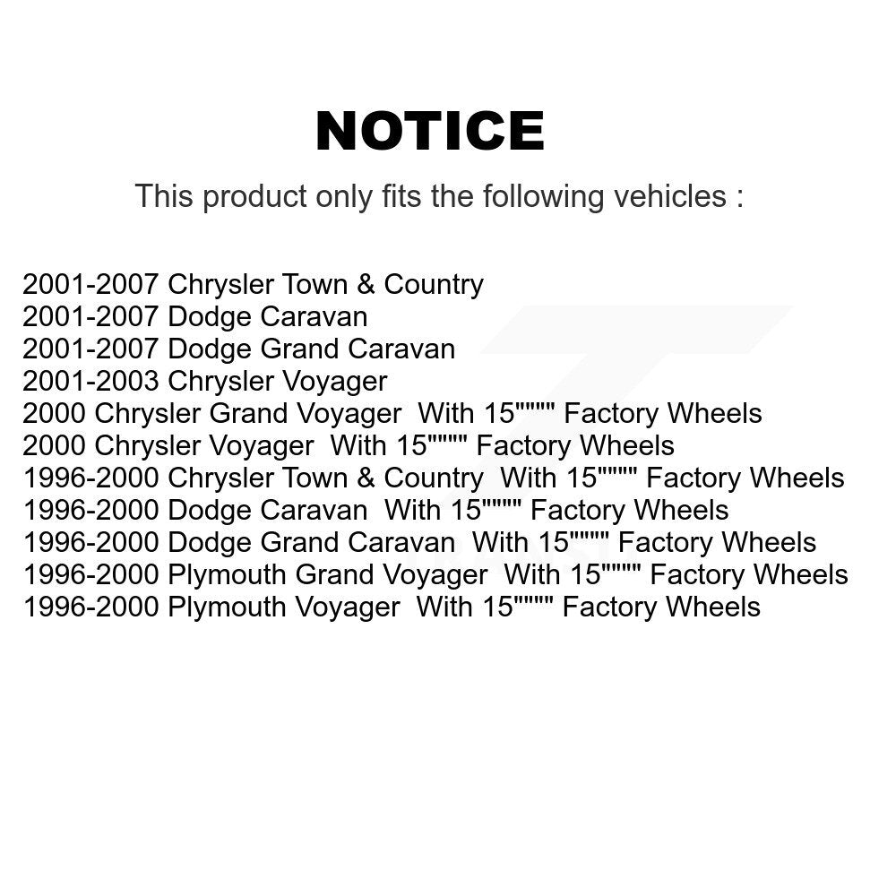 Ensemble de roulement de moyeu avant et Kit de liaison pour Dodge Grand Caravan Chrysler Town &
