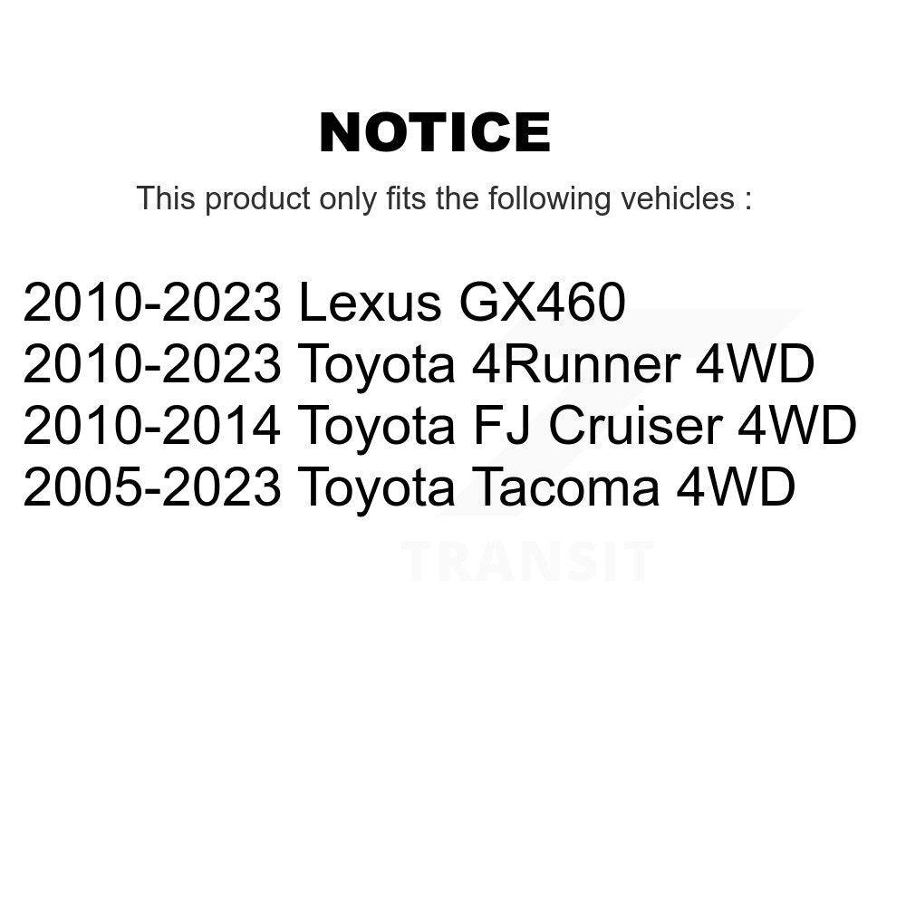 Kit de roulement de roue avant et d'extrémité de biellette de direction, pour Toyota Tacoma 4Runner Lexus GX460 F